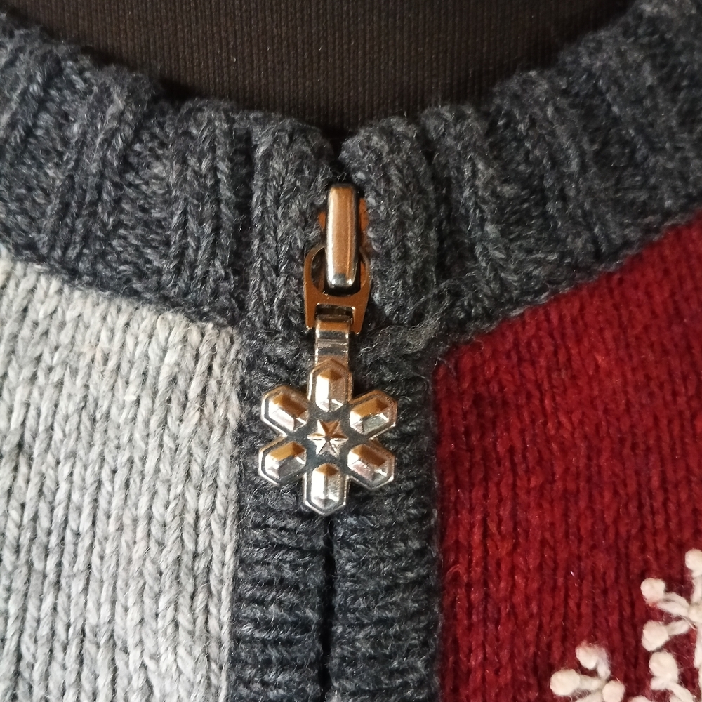 Cardinal Patchwork Zip-Front Sweater Croft & Barr… - image 3